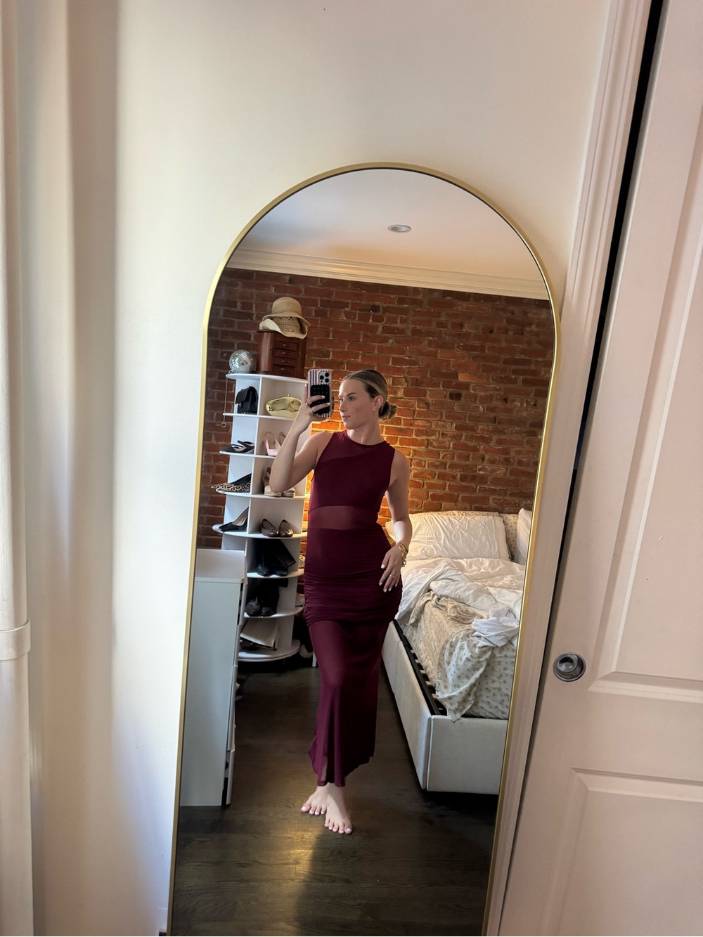 Sleeveless Burgundy Sheet Cut Out Maxi Dress